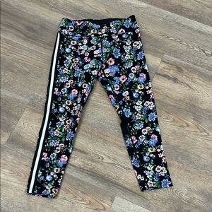 Calvin Klein Performance Black Floral Leggings with Pink & Blue Flowers